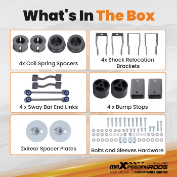 Kit de levage suspension 2.5 avant arrière compatible pour Jeep Wrangler JL4WD 2018-2019