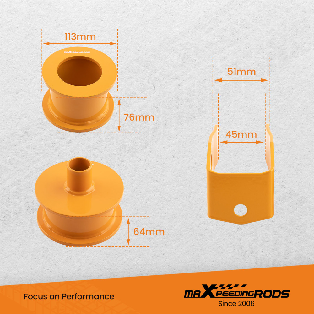 Front 3 Rear 3 Lift Kit with Shock Extenders compatible for Jeep Wrangler JK 2007-2018