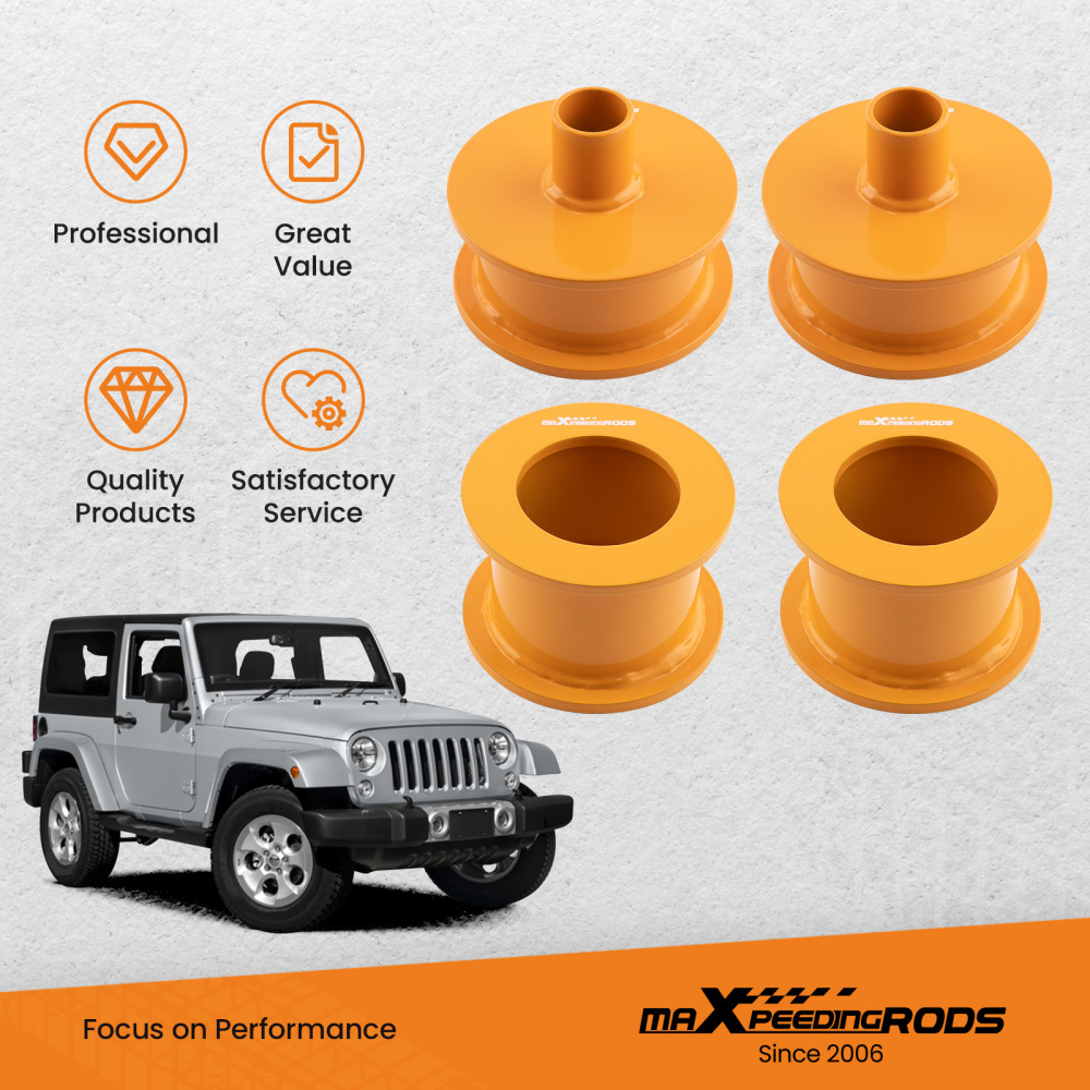 Front 3 Rear 3 Lift Kit with Shock Extenders compatible for Jeep Wrangler JK 2007-2018