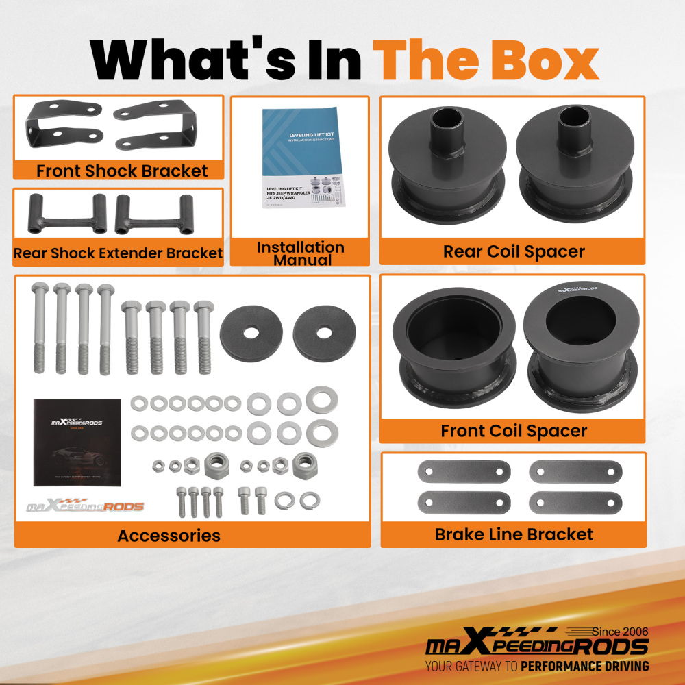 Arrière Avant 3'' Kit de Levage nivellement compatible pour Jeep Wrangler JK 2009-2015 Neu
