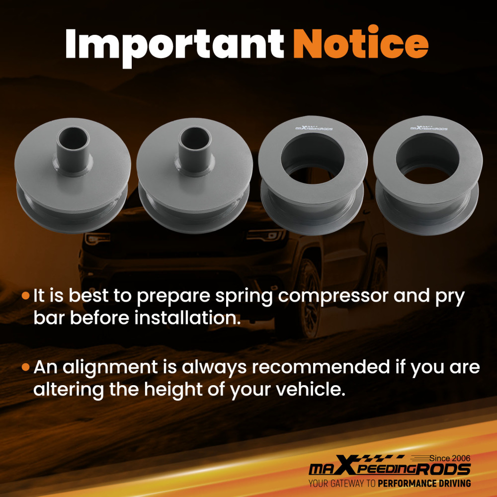 2.5 inch Front 2 inch Rear Level Lift Kit Shock Extenders For 2007-2018 compatible for Jeep Wrangler JK 4X4