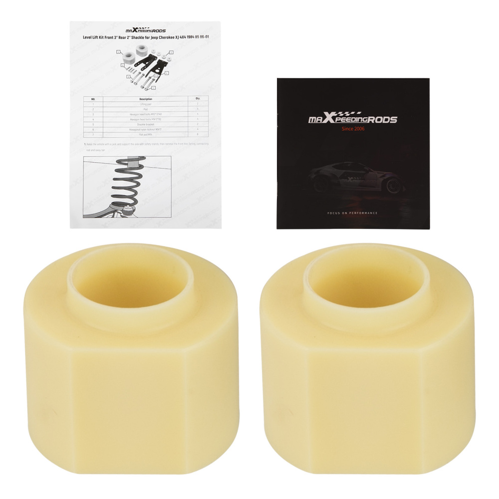 Avant 3'' + Arrière 2' Kit de levage Spacers compatible pour Jeep Cherokee XJ 1984-2001 4WD