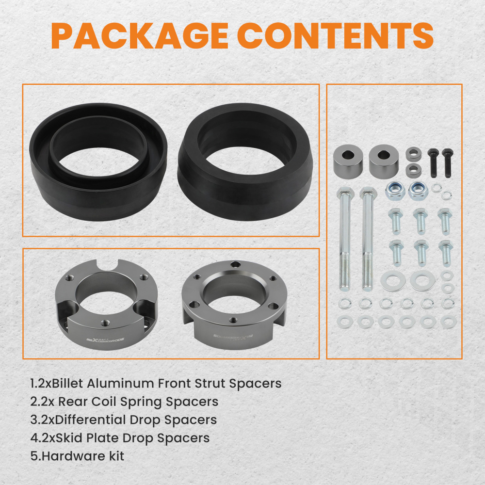 3 Front 2 Rear Lift Kit w/Differential Drop Spacers For Toyota 4Runner 2003-22