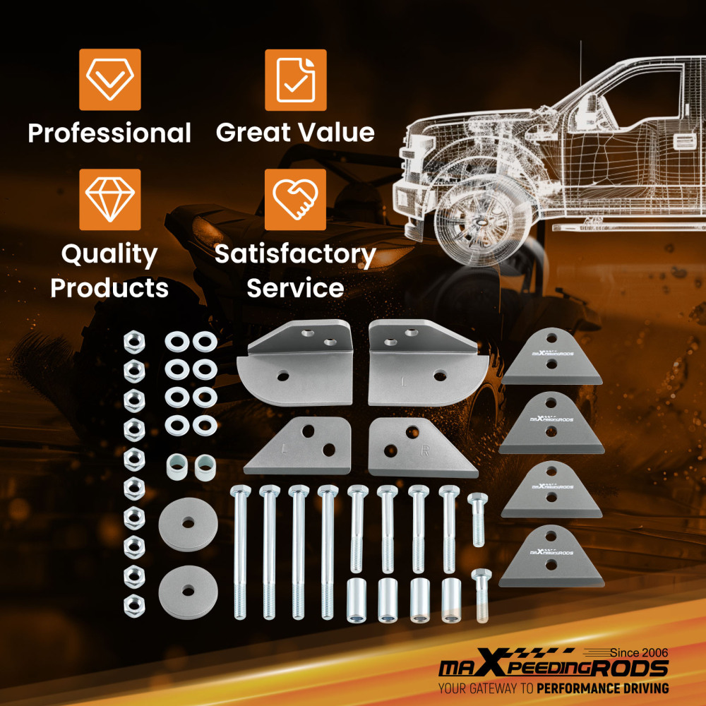 2-inch Leveling Lift Kit Front and rear compatible pour Polaris RZR 570 2012-2018 Silver