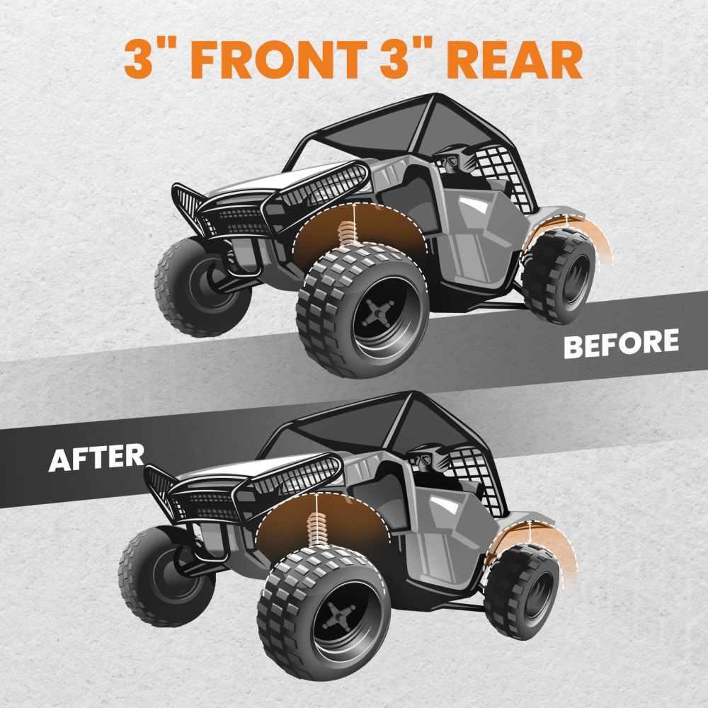 3 Lift Kit compatible for Polaris General 1000 2016+Compatible for Polaris General 4 2017+ Silver