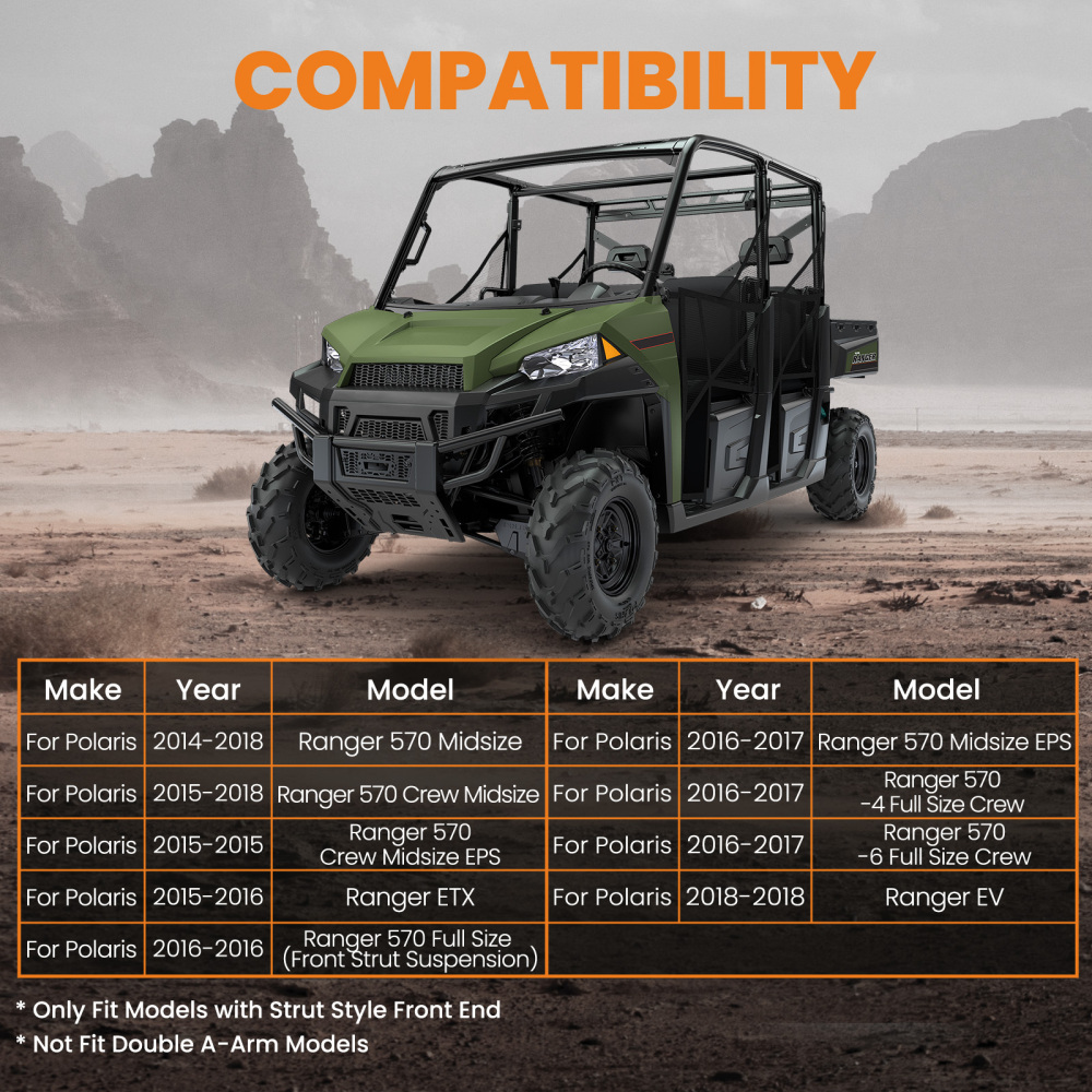 2 Lift Kit compatible for Polaris Ranger 570 Midsize Crew 2014-2018