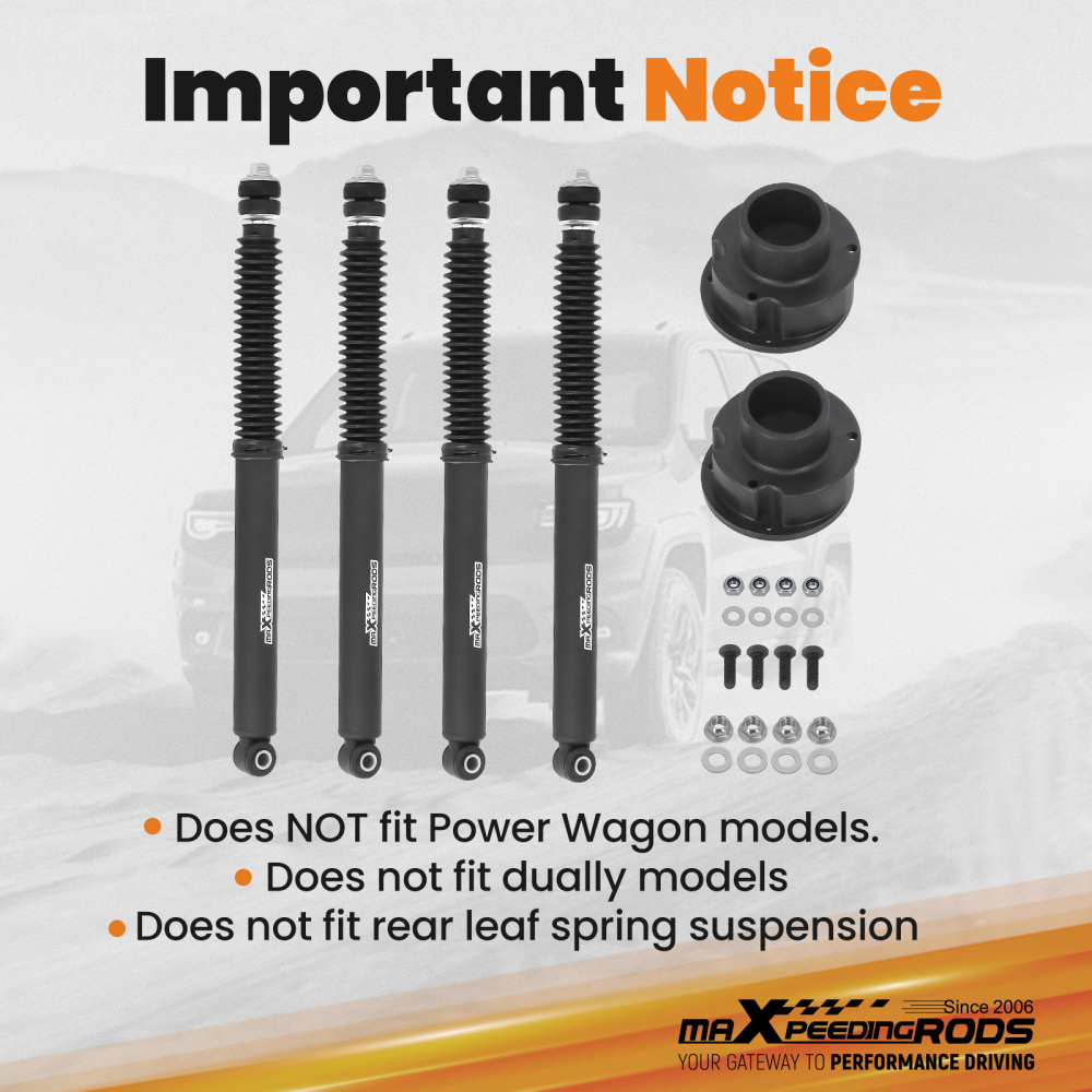 Maxspeedingrods 2.5 Leveling Kit w/ Shocks compatible for Ram 2500 3500 4WD 2014-2024