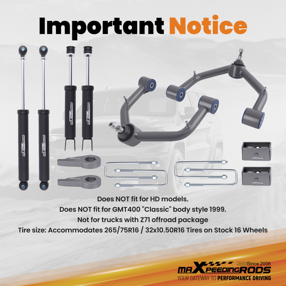 3 Front 3 Rear Lift Kit compatible for Chevy Silverado GMC Sierra 1500 4X4 4WD99-07