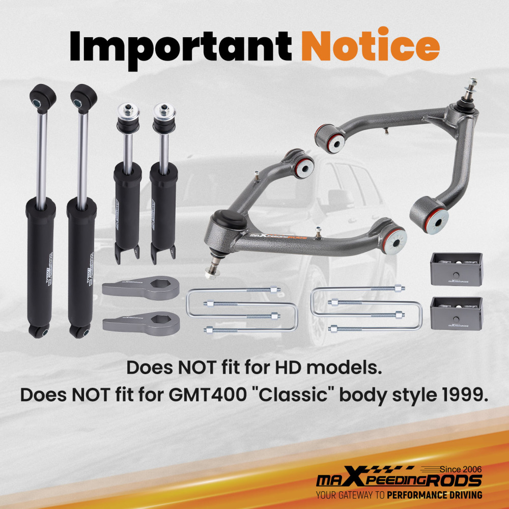maXpeedingrods 1-3in Lift Kit compatible for Chevy Silverado GMC Sierra 1500 4WD 1999-2006