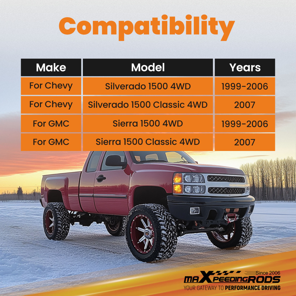 maXpeedingrods 1-3in Lift Kit compatible for Chevy Silverado GMC Sierra 1500 4WD 1999-2006