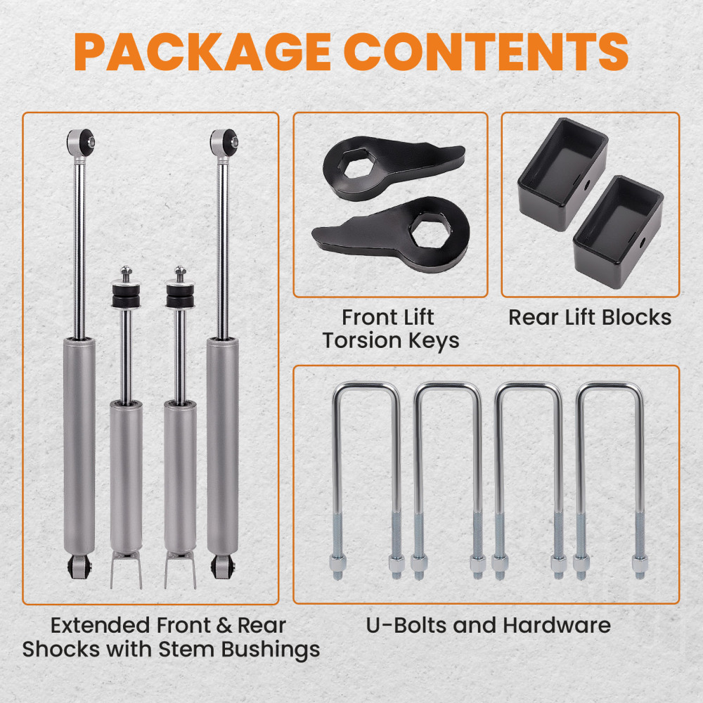 1inch-3inch Leveling Lift Kit w/ Shock Compatible for Chevrolet Silverado 1500 1999 - 2006 