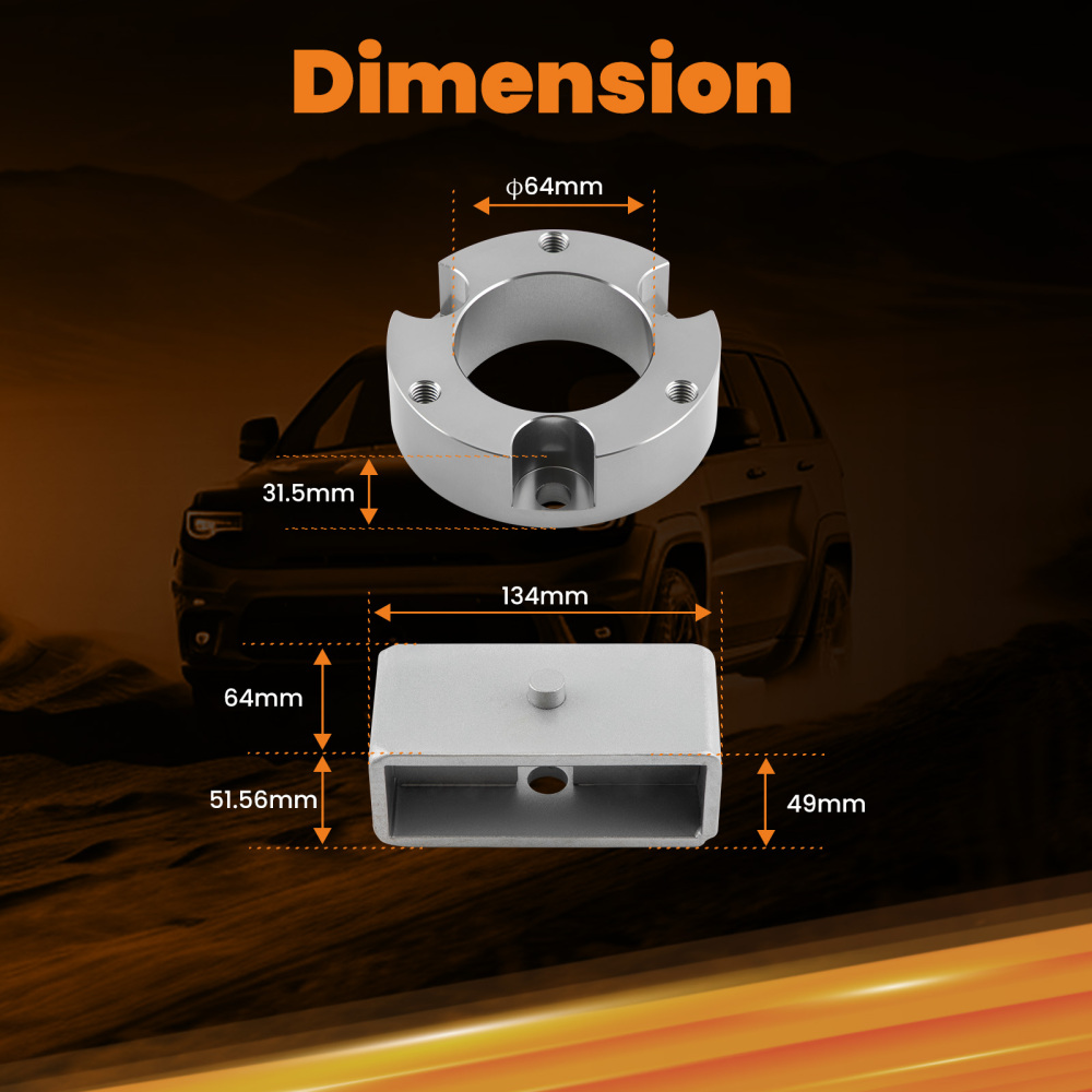 3 in Front 2 inRear Leveling Lift Kit Diff Drop Spacer compatible for Toyota Tacoma 95-04 