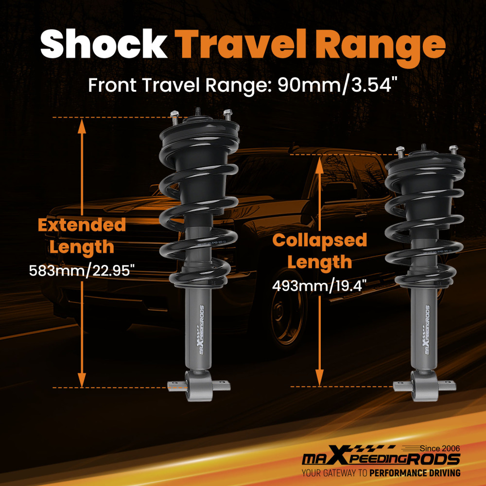 2 Front Leveling Lift Struts compatible for Chevy Silverado/Sierra 1500 2WD 4WD 2014-2018