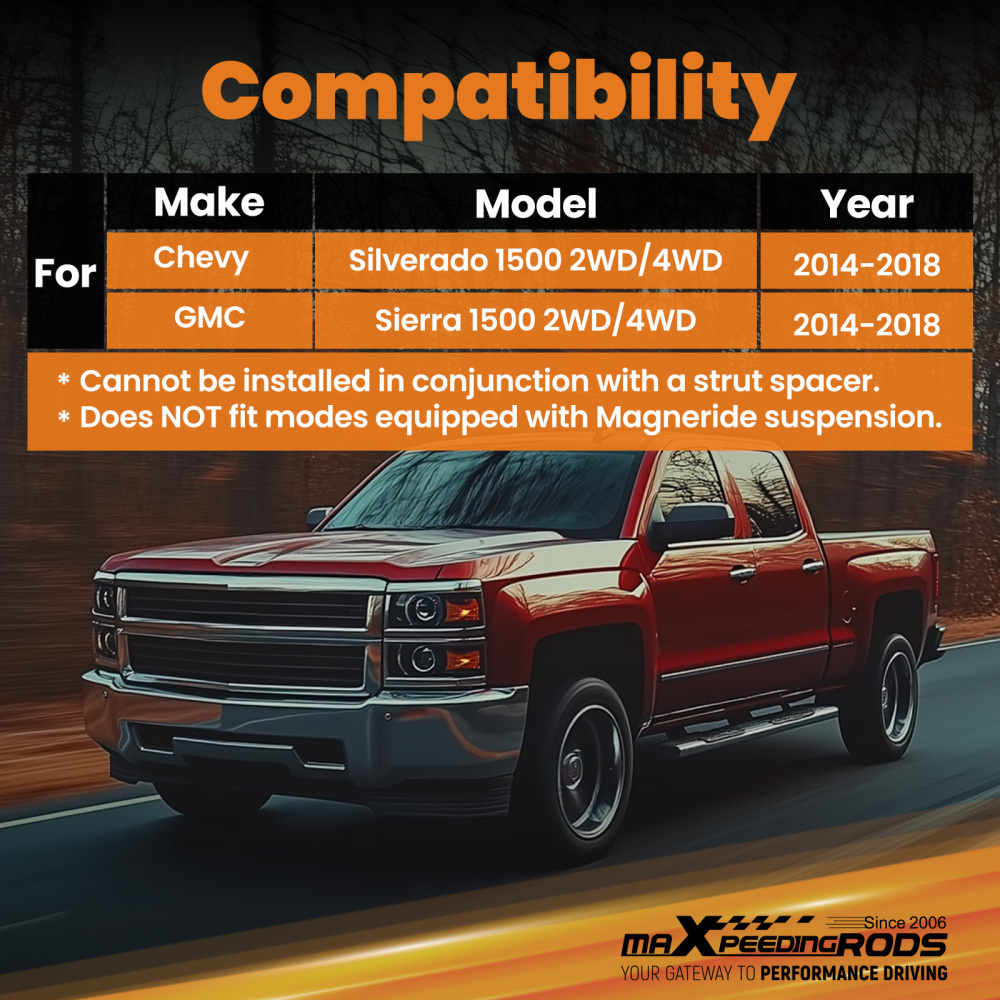 2in Lift Strut Leveling Kit Compatible for GMC for Chevy 14-18 1500