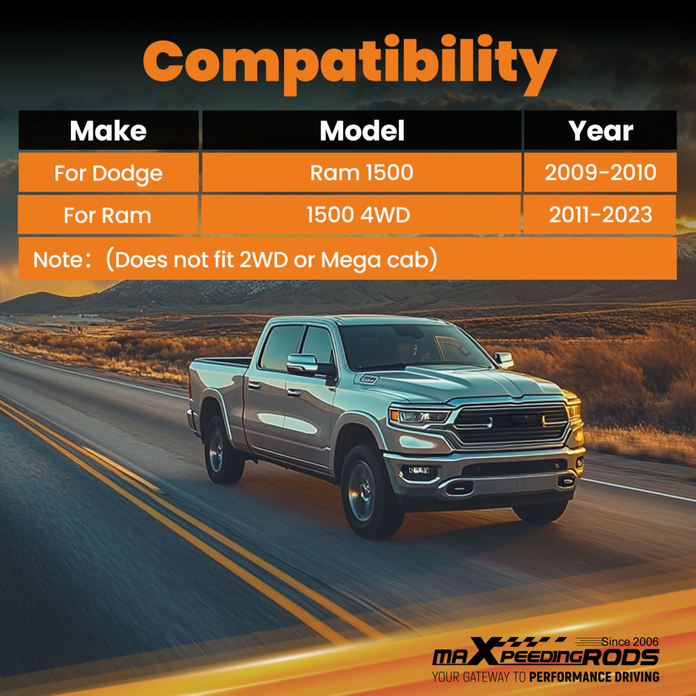 2 Inch Front Rear Spacer Lift compatible for Dodge Ram 1500 2009-2023 4WD Billet Kit