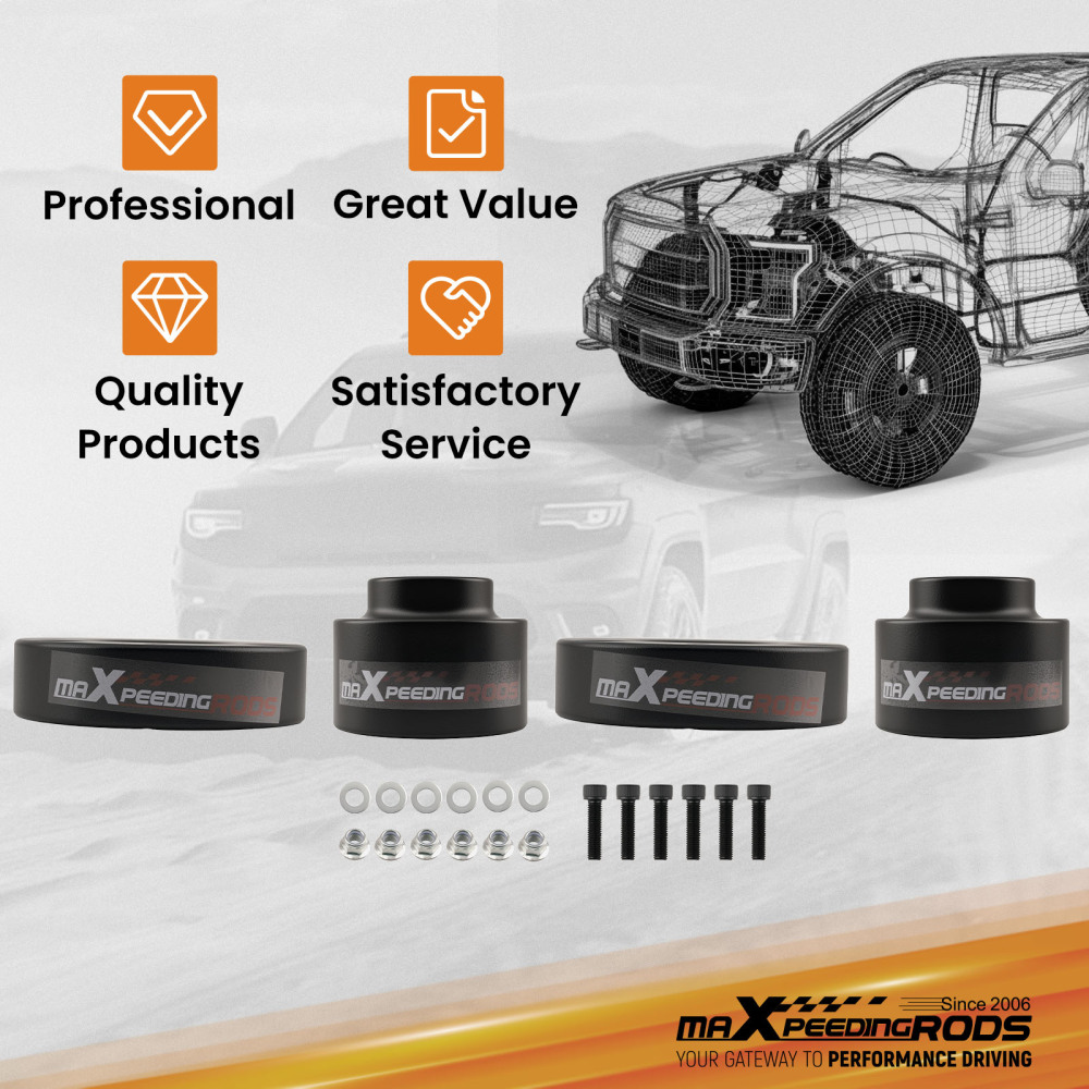 2 Inch Front Rear Spacer Lift compatible for Dodge Ram 1500 2009-2023 4WD Billet Kit