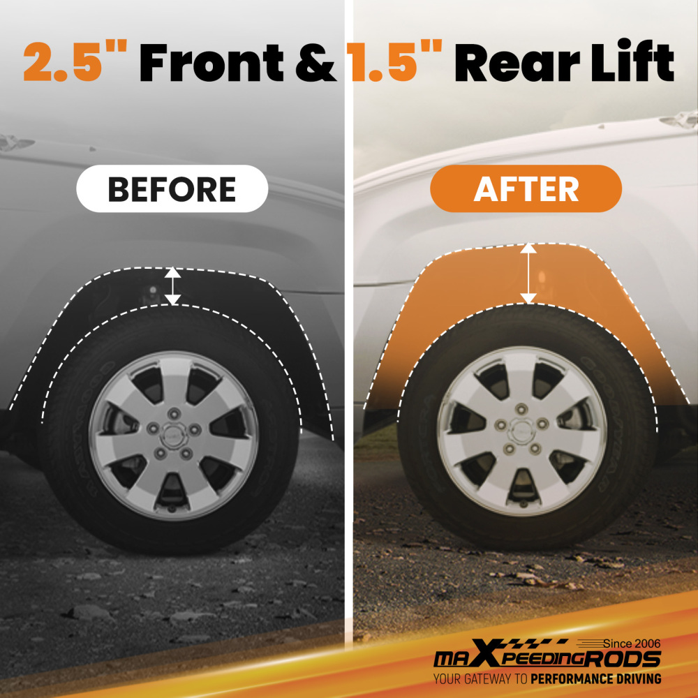 2.5 Front 1.5 Rear Lift Spacer Kit compatible for Dodge Ram 1500 4WD 2009-2023 Aluminum