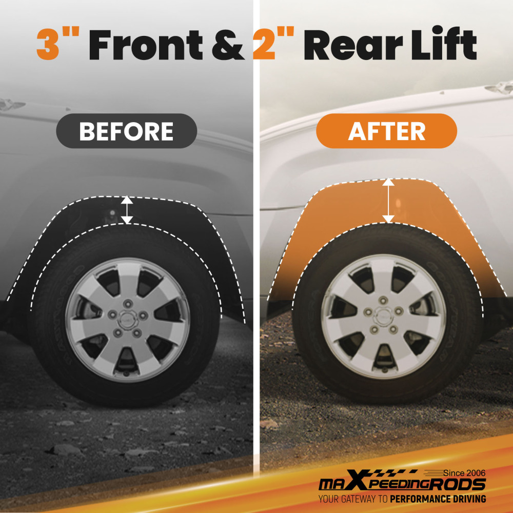 3 Front 2 Rear Leveling Lift Kit compatible for Ford F150 2WD 4WD 04-20 SpacersBlocks