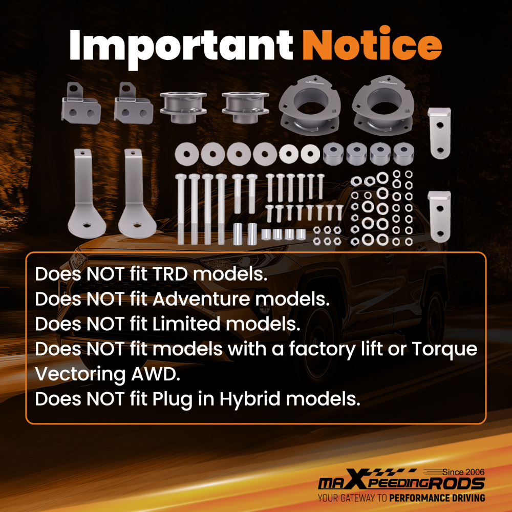 2.5 Front 1.5 Rear Lift Kit Strut Spacer compatible for Toyota RAV4 2WD 4WD 2019-2024