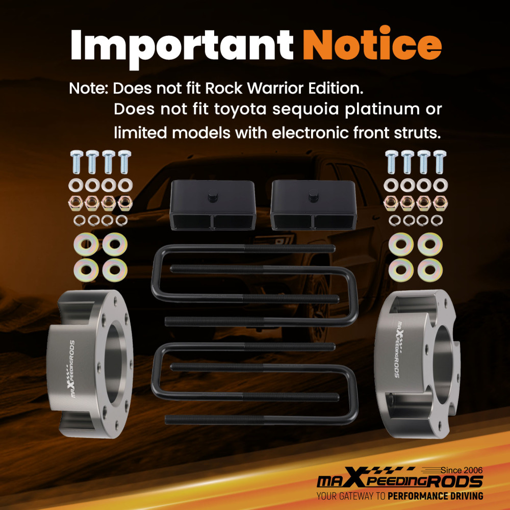 Heavy Duty Lift Kit 3 Front 2 Rear compatible for Toyota Tundra 2007-2021 with Hardware