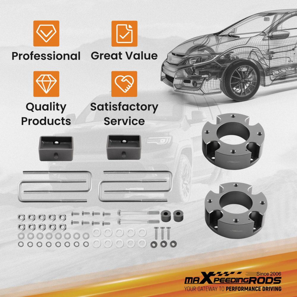 3 Front 3 Rear Lift Kit forToyota compatible for Tundra 2007-2021 Diff Drop