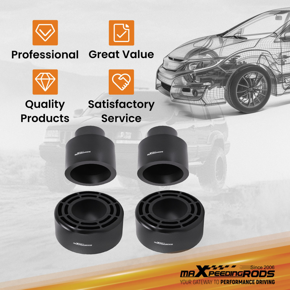 3 Complete Lift Spacer Kit compatible for Jeep Grand Cherokee WJ 1999-2004 FR