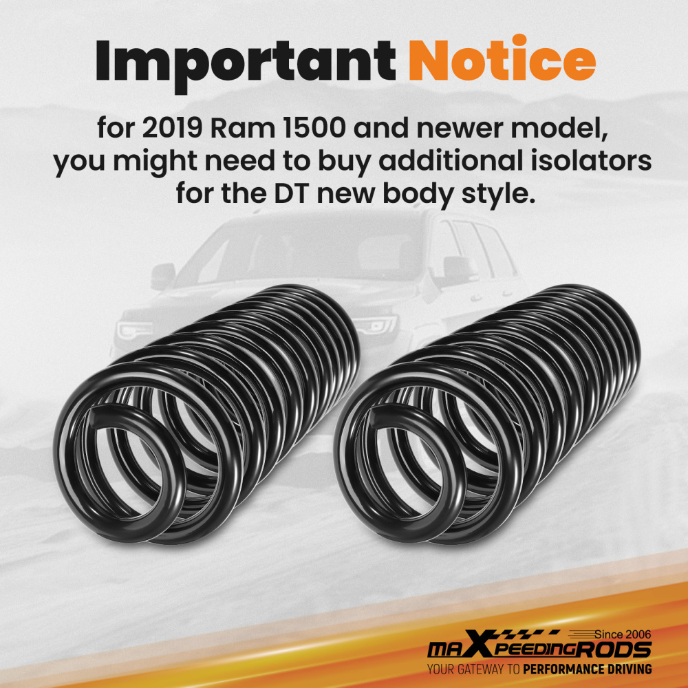 2Rear Heavy Duty Coil Spring compatible for Dodge Ram 1500 2WD/4WD 2009-2018 Lift Kit
