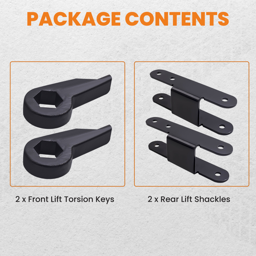 Lift Kit 3 Torsion Keys Rear Shackles compatible for Chevy S10 Blazer 1982 -04 