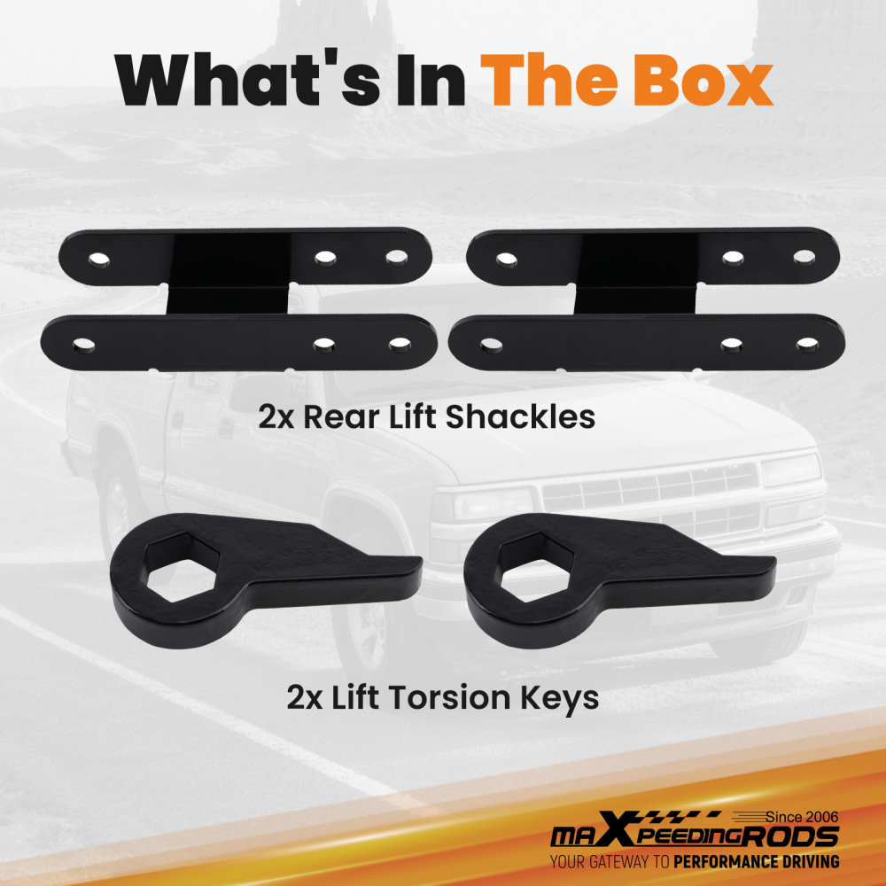 Lift Kit 3 Torsion Keys Rear Shackles compatible for Chevy S10 Blazer 1982-2004