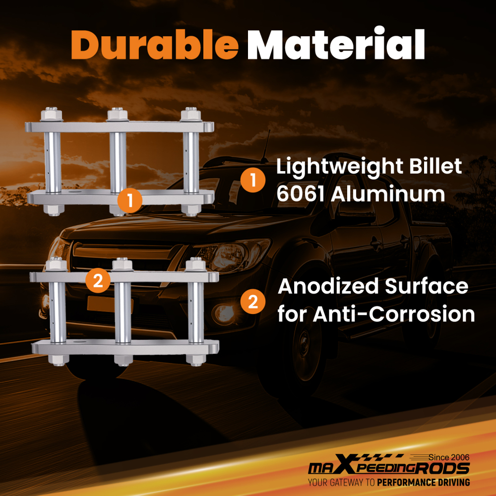 1 Inch Lift Rear Shackle compatible for Isuzu D-Max compatible for Holden Rodeo 07-11 Tensile 2x
