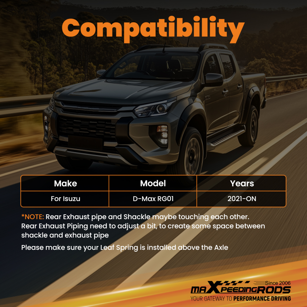 2 Lift Shackle Rear compatible for Isuzu D-Max RG01 2021+ High Tensile Strength Steel