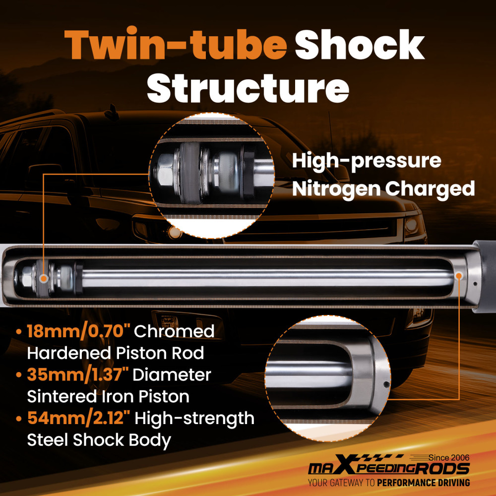 Carbon Steel Rear Shock compatible for Chevy Tahoe GMC Yukon 2000-2020 3-4.5 Lift Kit