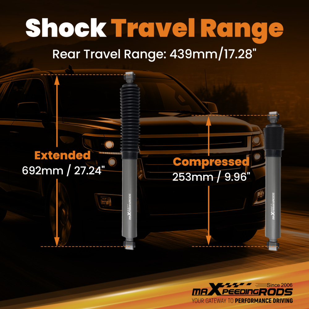 Carbon Steel Rear Shock compatible for Chevy Tahoe GMC Yukon 2000-2020 3-4.5 Lift Kit