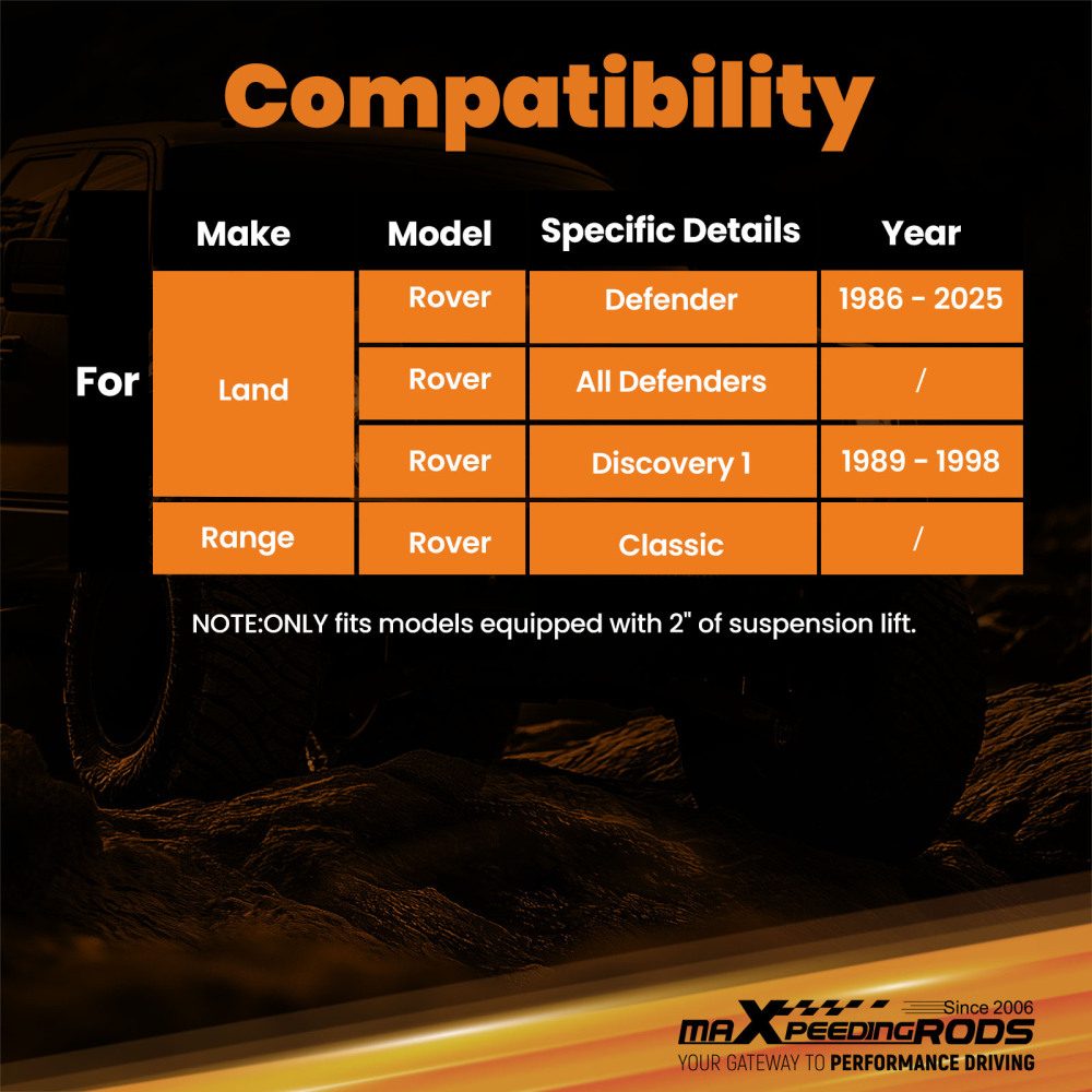 Lift Shock 2 Inch Rear compatible for Land Rover Defender All Models Discovery Classic