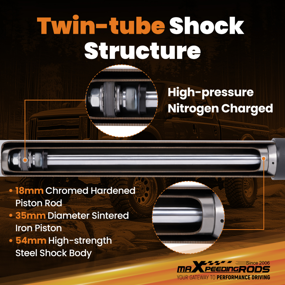 Front Gas Lift Shocks compatible for Ford F-250 F-350 Super Duty 4WD 2005-2026 5-7