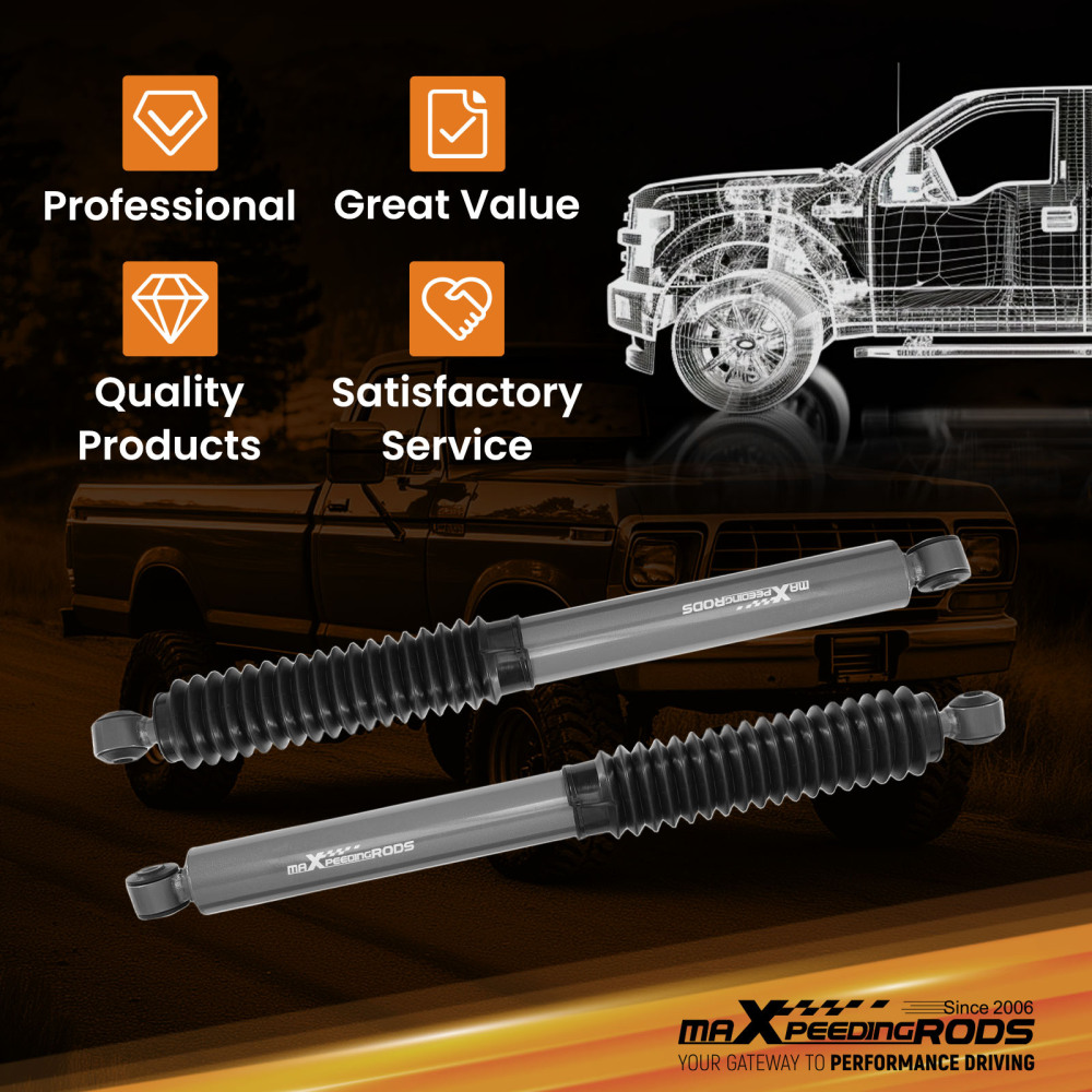 2x Front Gas Shock compatible for Ford F-250/F-350 1980-1997 2WD 4WD 0-2 Lift Kit