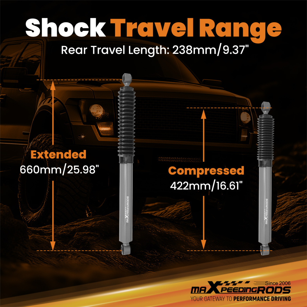 2x Front Gas Shock compatible for Ford F-250/F-350 1980-1997 2WD 4WD 0-2 Lift Kit