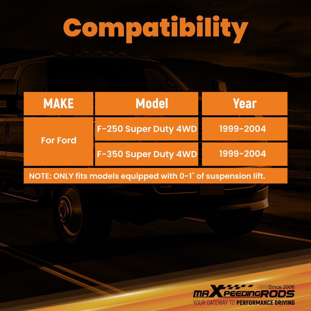 Front Nitrogen Lift Shock compatible for Ford F-250/F-350 1999-2004 4WD Pair 0-1