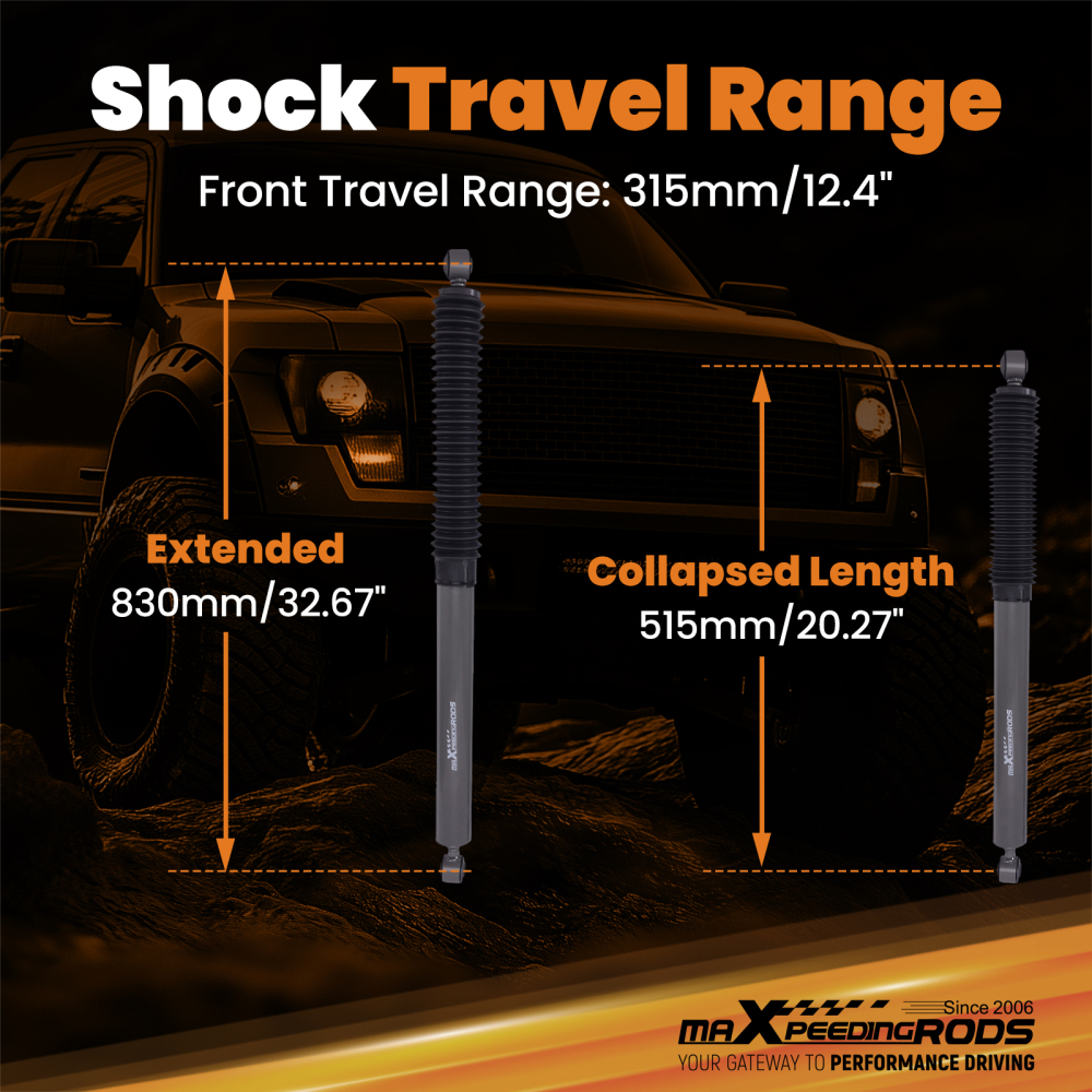 Front 7-8 Lift Shock Absorber compatible for Ford F-250 F-350 1999-2004 4WD Steel