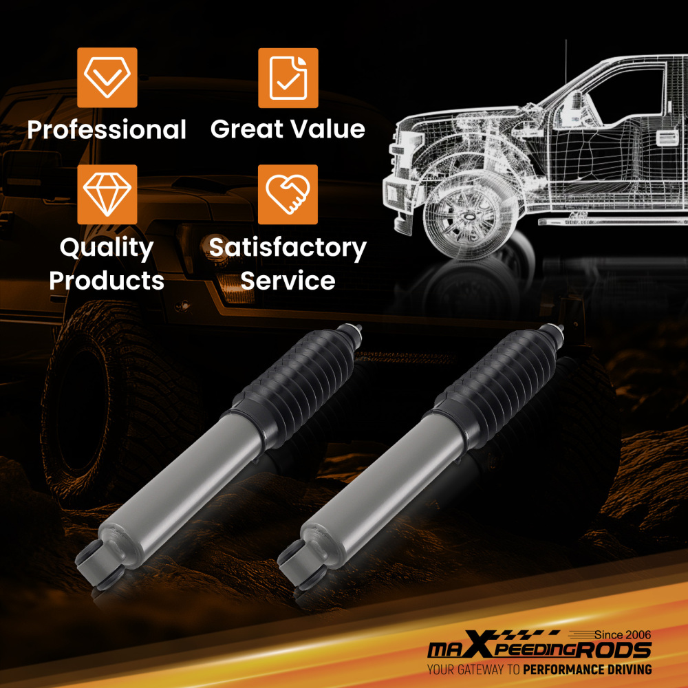 2PC Gas Shock compatible for Ford F-150 1980-1996 4WD Front Lift 0-2.5 Steel 54mm