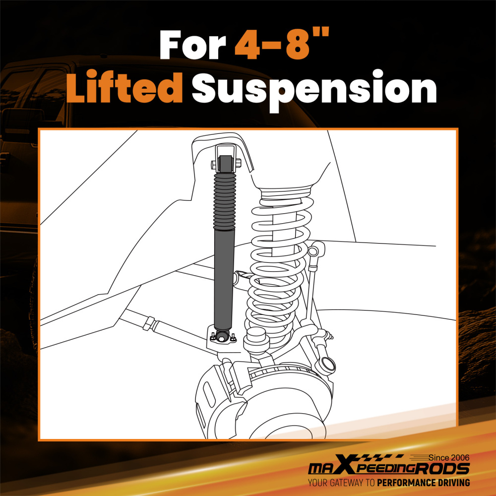 Front 4-8 Lift Shock Absorber compatible for Ford F150 1980-1996 4WD 18mm Chrome Rod
