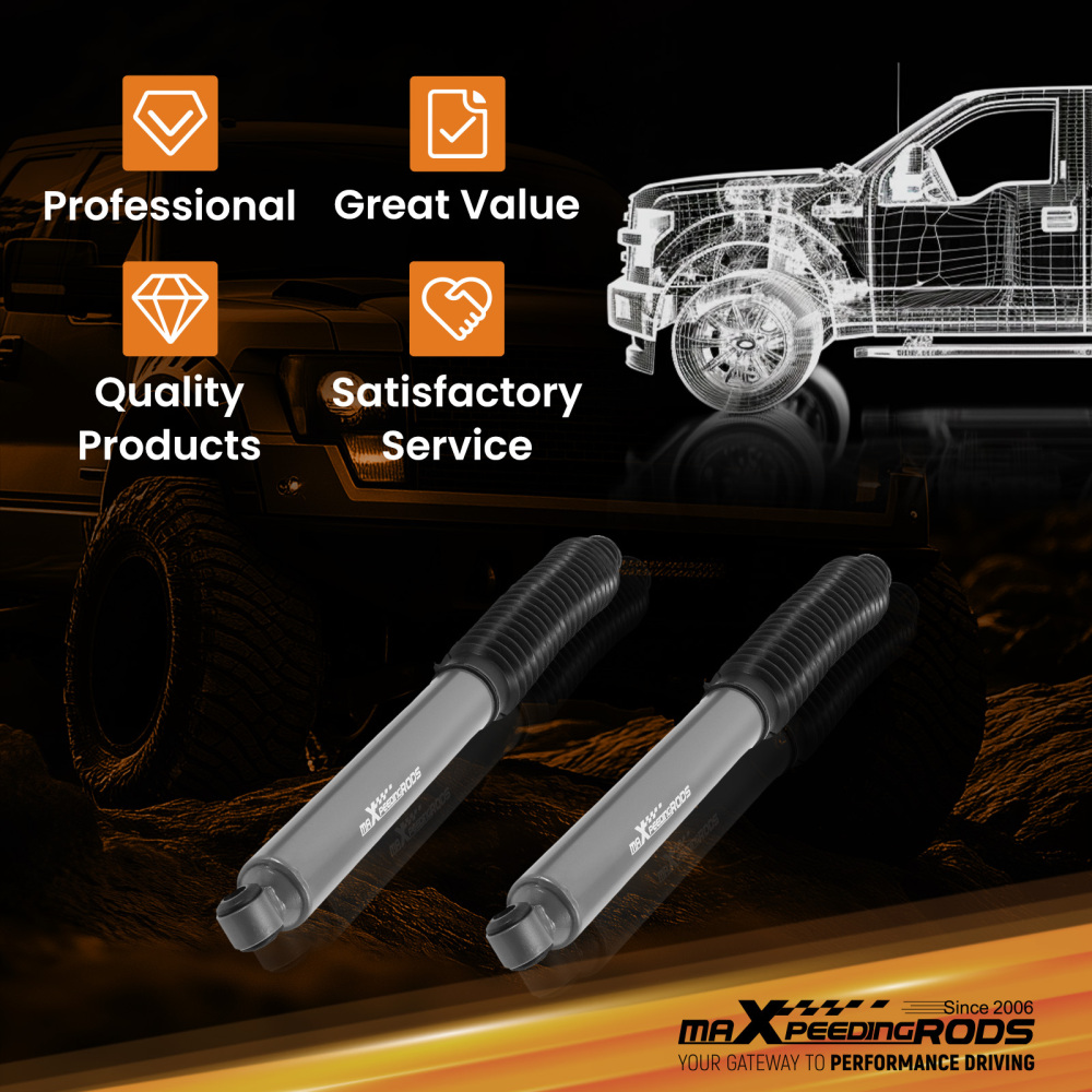 Front 4-8 Lift Shock Absorber compatible for Ford F150 1980-1996 4WD 18mm Chrome Rod