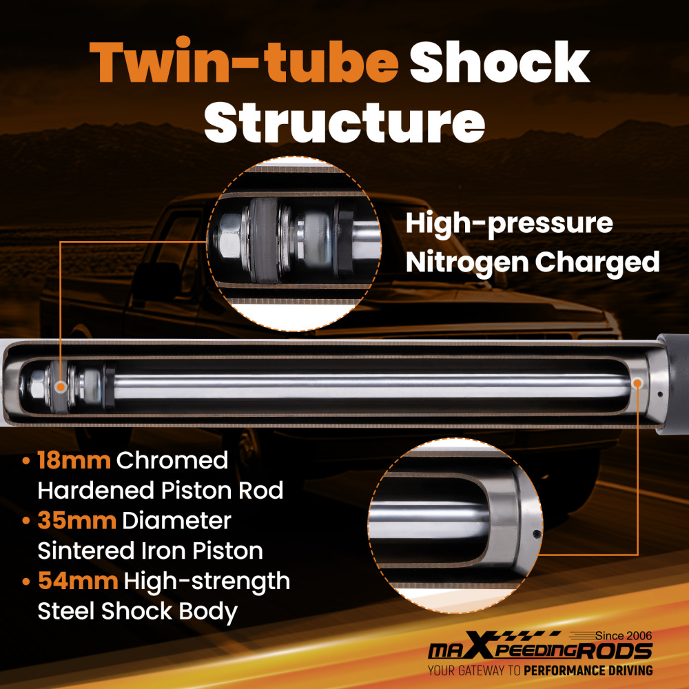 Heavy Duty Rear Lift Shocks compatible for Ford F-150 compatible for Lightning RWD 99-03 2.5-4.5