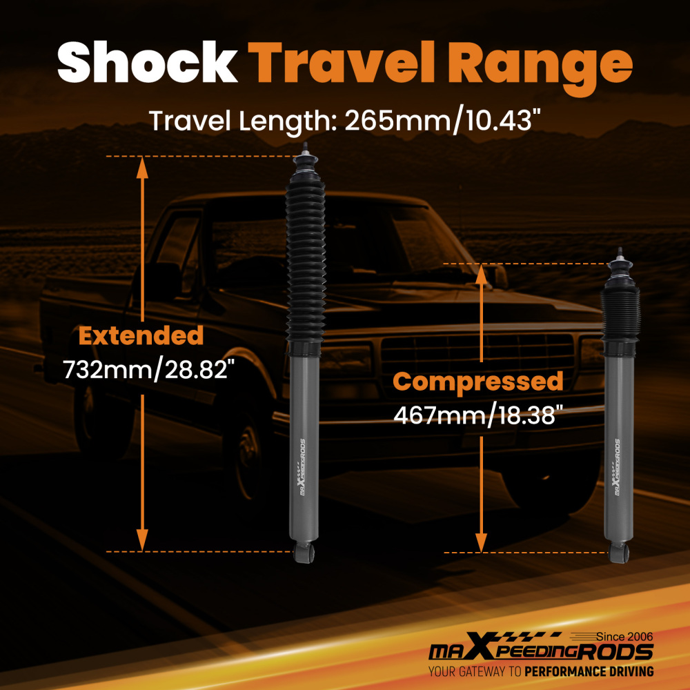 Heavy Duty Rear Lift Shocks compatible for Ford F-150 compatible for Lightning RWD 99-03 2.5-4.5