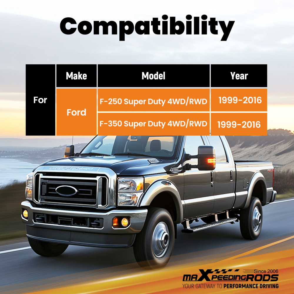 0-2 inch Rear Shocks Pair compatible for Ford F-250/350 Super Duty 1999-2016 Lift Kit