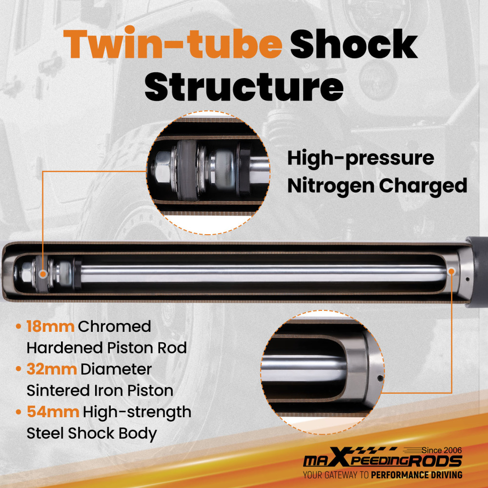 0-2 inch Rear Shocks Pair compatible for Ford F-250/350 Super Duty 1999-2016 Lift Kit