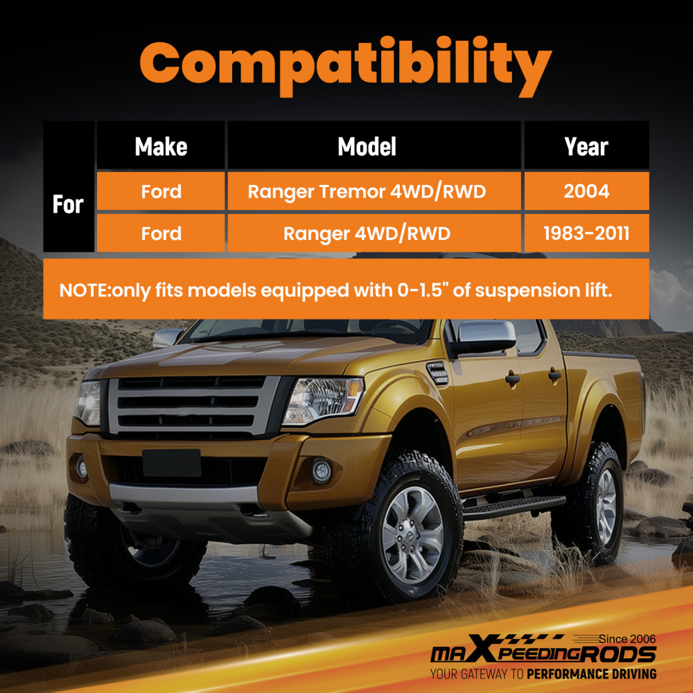 Lift Shock Rear 0-1.5 compatible for Ford Ranger 1983-2011 681mm Extended Length