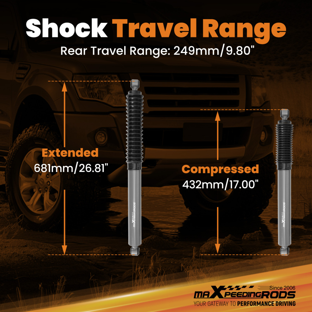 Lift Shock Rear 0-1.5 compatible for Ford Ranger 1983-2011 681mm Extended Length