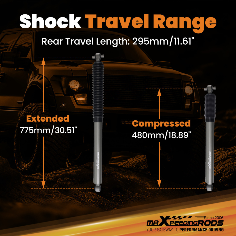 4WD Rear Shock Absorbers compatible for Jeep Wrangler JL 2018-2023 1.5-3.5 Lift