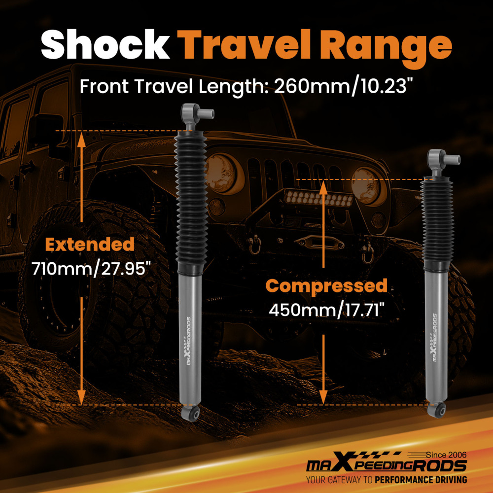 2-3.5 Front Lift Shock compatible for Jeep Wrangler JL 2018-2025 710mm Gas Charged